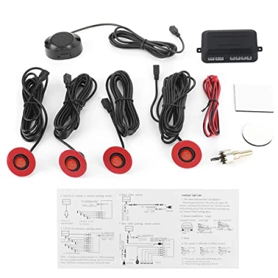 Abbildung von Parksensoren Rot Car Reverse Backup Parksensor Radarsystem, 16,5 Mm Auto Eingebauter Radarsensor Umkehrhilfe Mit Audio Summer Zusatzsatz(Rot)