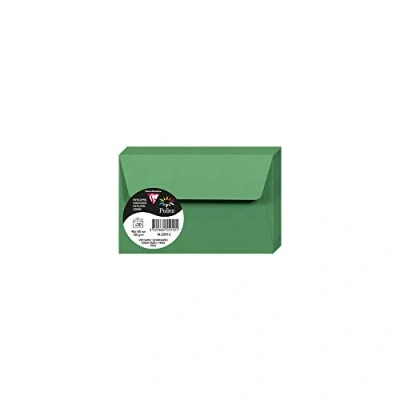 Abbildung von Clairefontaine 5591C Packung mit 20 Umschläge Pollen, 90 x 140 mm, 120g, ideal für Einladungen und Korrespondenz, Tannengrün, 1 Pack