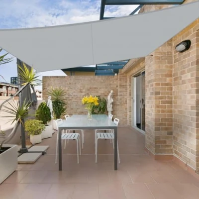 Abbildung von HENG FENG Sonnensegel Rechteckig 4x5m Wasserdicht PES Polyester Sonnenschutz Windschutz Wasserabweisend UV Schutz für Balkon Garten Terrasse Grau