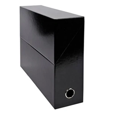 Abbildung von Exacompta 89921E Packung mit 5 Transferboxen Iderama aus laminiertem Karton, robust und strapazierfähig, 24 x 32 cm, Ideal für Ihre Dokumente in Format DIN A4, Rücken 90mm, Schwarz, Stück