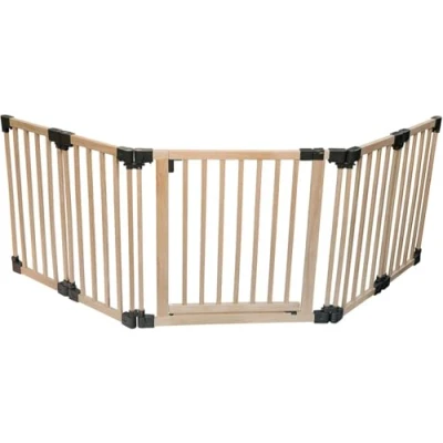 Abbildung von Safetots Holz Sicherheitsbarriere, bis zu 256,5cm, Naturholz, flexible Raum und Treppenbarriere, einfache Installation