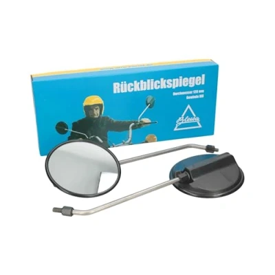 Abbildung von SET 2 Stk. Rückblickspiegel links &amp; rechts verwendbar ø120mm Gewinde M8 Edelstahlarm