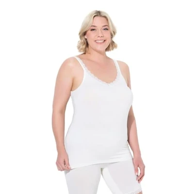 Abbildung von Ulla Popken Hautfreundlich Unterhemd/shirt, Damen, Größe: 58/60, Creamy white