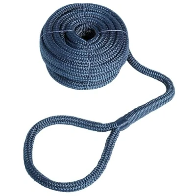 Abbildung von Festmacherleine Seil mit Auge für Boot I Segel Schiff Marine Tau Zubehör (Navyblau, 12mm x 7m)