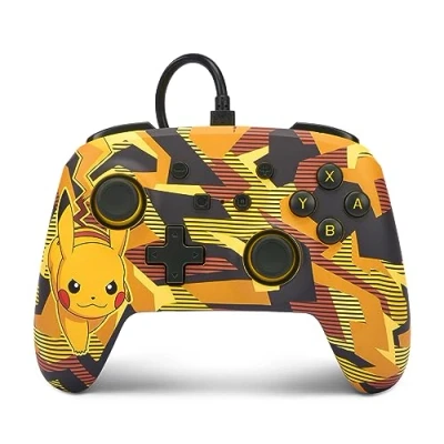 Abbildung von Verbesserter Kabelgebundener PowerA Controller für Nintendo Switch Camo Storm Pikachu, Gamepad, Game Controller, Offiziell Lizenziert