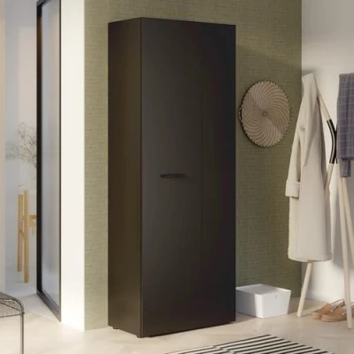 Abbildung von FORTE NET106 Schrank 70 180, Mehrzweckschrank, Staubsaugerschrank, Abstellraum, Drehtürenschrank, 2 türig mit Einlegeböden, Schwarz, 68,7 cm breit x 181,1 hoch 36,5 tief