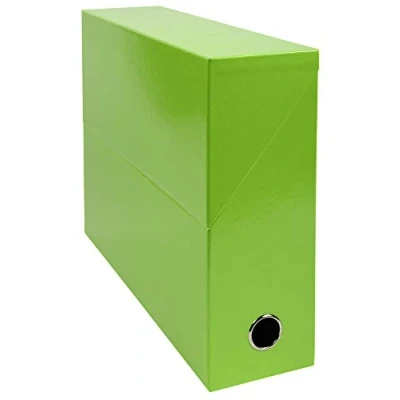 Abbildung von Exacompta 89923E 1 Transferbox Iderama aus durchgefärbtem Papier Rücken 90 mm Metallöse Für Format A4 Maße 25,5 x 34 9 cm Farbe Anisgrün Wird montiert geliefert