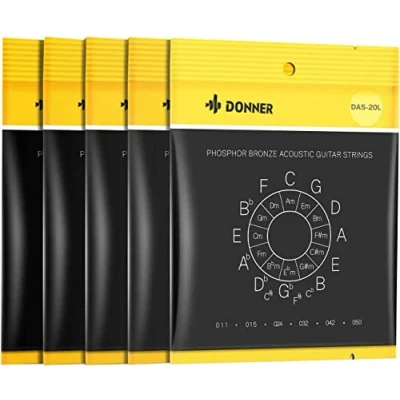 Abbildung von Donner Gitarrensaiten Akustikgitarre Phosphor Bronze DAS 20L für Anfänger, 11 50 (5 Stück)
