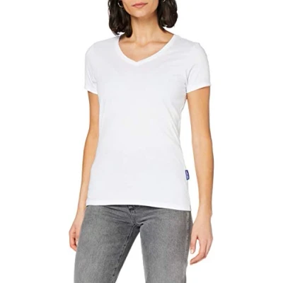 Abbildung von HRM Damen F Luxury V Neck Tee, weiß, 3XL