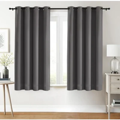 Abbildung von Utopia Bedding Verdunkelungsvorhänge mit Ösen thermovorhang 2er Set [117x137 cm, Grau] wärme und kälteisolierende schalldämmende Vorhang Blickdicht für Wohnzimmer, Schlafzimmer &amp; Büro