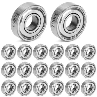 Abbildung von QWORK® 20 Stück 6000ZZ Kugellager, Metall Double Shielded Miniatur Rillenkugellager, 10mmx26mmx8mm, Kohlenstoffstahl