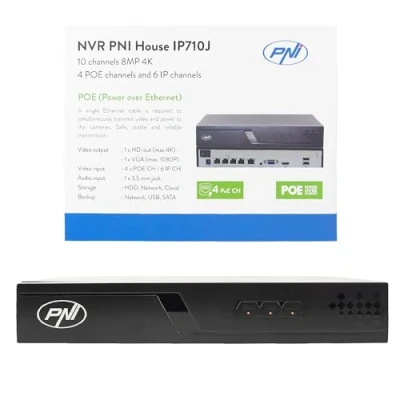 Abbildung von POE NVR PNI House IP710J, 10 Kanäle 4K 8MP, 4 ja 6 IP Kanäle, schwarz