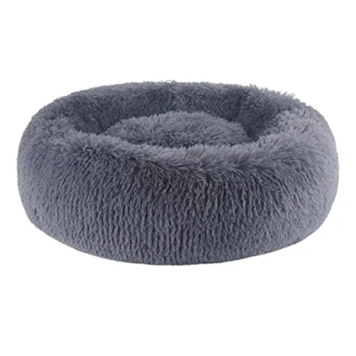 Abbildung von BVAGSS Hundebett Rund Katzenbett Flauschig Donut Kuscheliges Hundekissen Waschbar Ultra Weicher Plüsch Haustierbett für Kleine, Mittelgroße und Große Hunde, Katzen XH034 (Diameter:50 cm, Dark Grey)