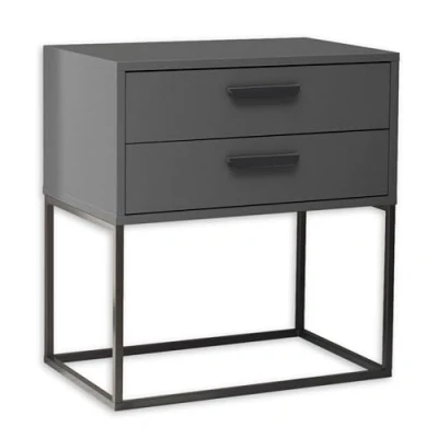 Abbildung von SUNA Nachttisch in Graphit Moderner Nachtschrank mit Schubladen und schwarzem Metallgestell 60 x 65 38,5 cm (B/H/T)