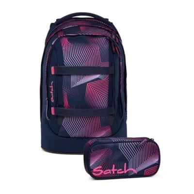 Abbildung von satch pack Schulrucksack Set 2tlg. inkl. Schlamperbox (Seismic Pink)