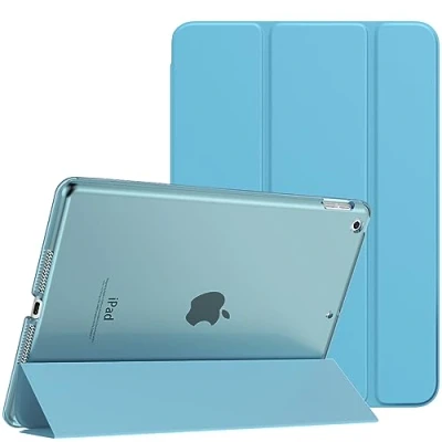 Abbildung von MoKo Schützhülle Kompatibel mit Neu iPad 9. / 8. 7. Generation (2021/2020/2019), Tablethülle Ständer Matt Rückseite Auto Schlaf/Aufwach Funktion für 10,2 Zoll, Nebliges Blau
