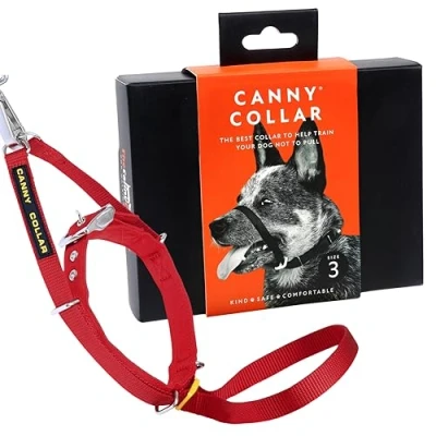 Abbildung von Canny Collar Hundehalfter Anti Zug Halsband für mittelgroße Hunde Verhindert, DASS Ihr Hund an der Leine zieht Kopfgeschirr Mit Gepolstertem Rot Größe 3