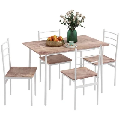 Abbildung von HOMCOM Essgruppe Esstisch mit 4 Küchenstühlen, Moderndesign, (Esstisch Set, 5 tlg., Esszimmergruppe), für Esszimmer, Weiß
