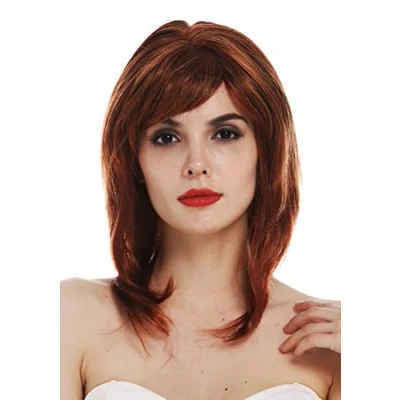 Abbildung von WIG ME UP TYM 366 MT R28S Perücke Damenperücke Monofilament mittellang schulterlang glatt Scheitel Kupferrot Schwarz Blond Strähnchen