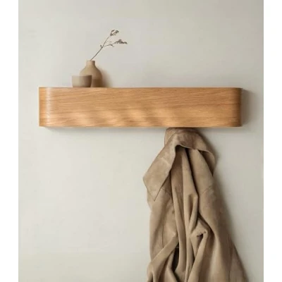 Abbildung von Kazai. Wandgarderobe &#039;Toke&#039; Moderne Design Garderobe mit verdeckten Wandhaken Garderobenpaneel aus Massivem Echtholz Furnier Eiche