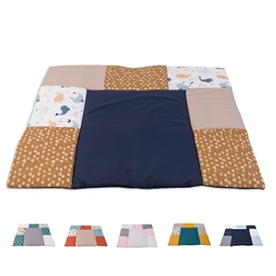 Abbildung von ULLENBOOM ® Wickelauflage 85x75 cm Wale (Made in EU) Wickelunterlage Waschbar und für Unterwegs geeignet, Bezug: 100% OEKO TEX Baumwolle, Wickeltischauflage 75x85