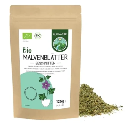 Abbildung von Malvenblätter bio 125g von Alpi Nature, Tee lose, getrocknet und geschnitten zur Zubereitung Tee, Malventee, Malve Kräutertee