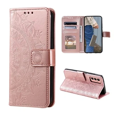 Abbildung von CoverKingz Handyhülle kompatibel mit Samsung Galaxy A14 4G/5G Handytasche Kartenfach Klapphülle Case Handy Hülle klappbar Motiv Mandala Rosegold