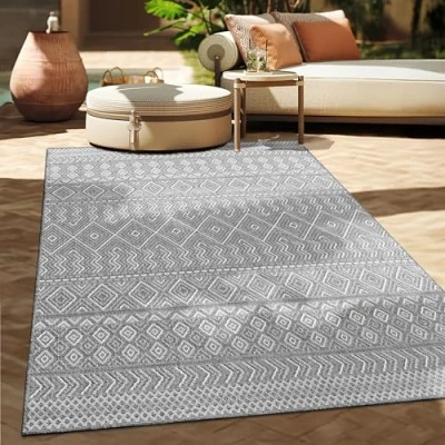 Abbildung von Paco Home Teppich &quot;Vermont 190&quot;, rechteckig, Flachgewebe, modernes Design mit Rauten, gesteift, Outdoor geeignet