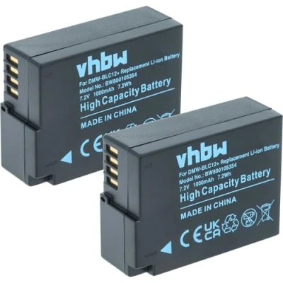 Abbildung von vhbw 2X Akku kompatibel mit Panasonic Lumix DC G91 Kamera Digicam DSLR (1000mAh, 7,2V, Li Ion)