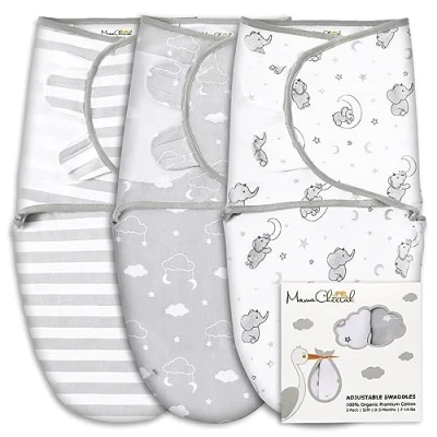 Abbildung von Mama Cheetah Baby Schlafsack 3 6 Monate, 3er Pack Schlafsack, Bio Baumwolle Pucksack, Puckdecke für Säugling Große Größe, Einfache Windeln Jungen und Mädchen