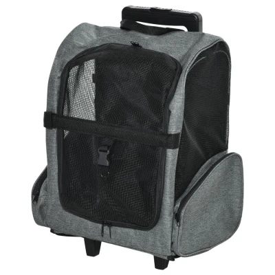 Abbildung von PawHut Tiertransportbox 2 in 1 Hundetasche mit Tür und Fenster atmungsaktiv Oxfordstoff Grau bis 9 kg, BxTxH: 42x25x55 cm