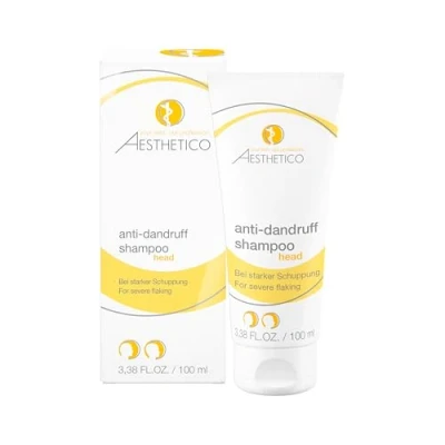 Abbildung von AESTHETICO Anti dandruff shampoo 100 ml Starkes Schuppenshampoo mit Selen &amp; Teebaumöl, kurartige Anwendung gegen hartnäckige Schuppen, beruhigt irritierte Kopfhaut, geeignet bei Schuppenflechte