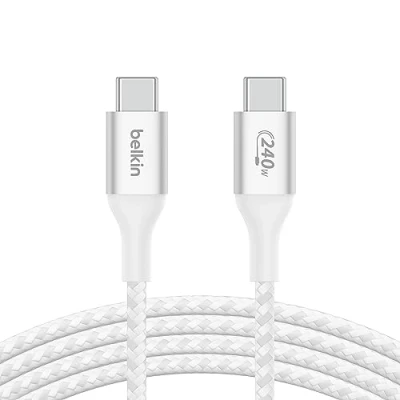 Abbildung von Belkin BoostCharge USB C auf Ladekabel, Schnellladekabel mit 240 W Power Delivery, IF zertifiziert für iPhone 16, 15, MacBook Pro, Chromebook, Samsung Galaxy, iPad, 1 m Weiß