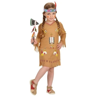 Abbildung von W WIDMANN MILANO Party Fashion Kinderkostüm Indianerin, Kleid, Stirnband mit Federn, Karneval, Mottoparty