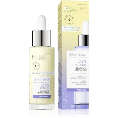Abbildung von Eveline Cosmetics Retinol Serum, Anti Falten Nacht mit Niacinamide, Aloe Vera, Wiederaufbau und Erneuerung Verjüngungstherapie