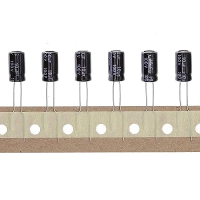 Abbildung von 100 Stück 100V 10UF Steckbarer Aluminium Elektrolytkondensator 6x11 6 * 11mm