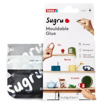 Abbildung von Sugru by tesa Formbarer Allzweckkleber, 3er Pack, 3 x 3,5 g, Schwarz, Weiß &amp; Grau vielseitige Klebeknete zum Dekorieren, Kleben, Reparieren und für kreative DIY Anwendungen