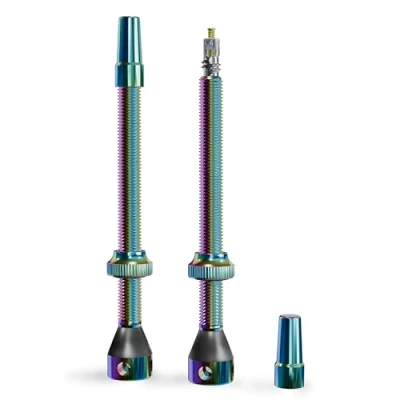 Abbildung von Shredr. Tubeless Ventile Set Presta Für Schlauchlos Reifen Superleichtes Alu, bunt eloxiert, französisches Ventil Normale Felgen (Rainbow, 80)