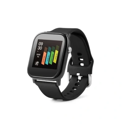 Abbildung von Technaxx Smartwatch mit Temperaturmessung TX SW6HR Temperatur, Herzfrequenz, Schritte, zurückgelegte Entfernungen, Kalorienverbrauch, Schlafdauer, Uhrzeit, Datum, 1,4 Zoll Farbbildschirm, SMS etc