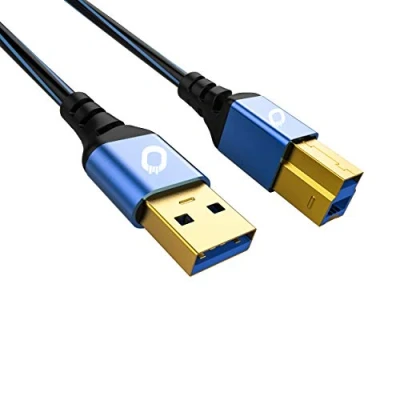 Abbildung von Oehlbach USB Plus B3 3.0 Druckerkabel Audiokabel Typ A zu B PVC Mantel OFC, blau/schwarz 50cm