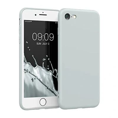 Abbildung von kwmobile Handyhülle kompatibel mit Apple iPhone SE (2022) / (2020) 8 7 Hülle Handy Case aus weichem Silikon in Hellgrau matt