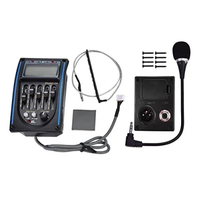 Abbildung von Piezo tonabnehmer,Tonabnehmer Akustikgitarre,Tonabnehmer Gitarre,Akustik Gitarre Tonabnehmer 5 Band Eq Equalizer Gitarren Preamp Pickup Tuner Mit LCD Anzeige Und Mikrofon Für Akustikgitarre