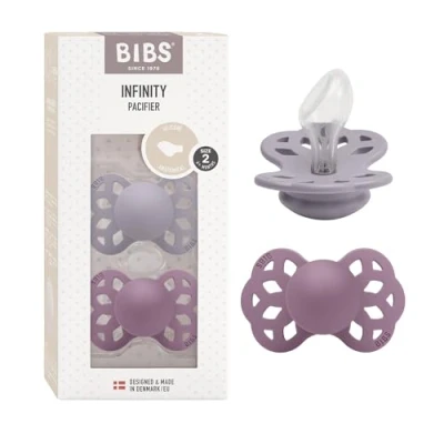 Abbildung von BIBS Infinity anatomischer Schnuller Zweierpackung, bisphenol A frei, Silikonsauger, Kiefergerechte Form. Silikon, 6 18 Monate (2er Pack), Fossil Grey/Mauve