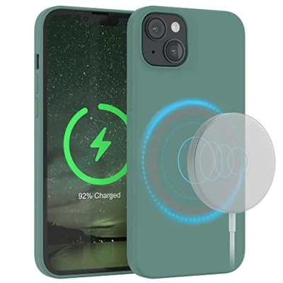 Abbildung von EAZY Case Silikonhülle für iPhone 14 Plus Hülle mit MagSafe Silikon Grün weich stoßfeste Handyhülle Schutzhülle Kameraschutz Dünn Premium Schutz Cover TPU Bumper Dunkelgrün