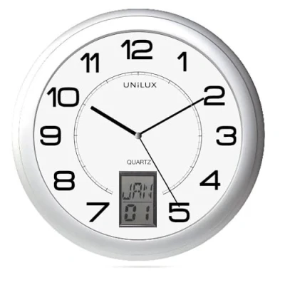 Abbildung von Unilux Funk Wanduhr Instinct, 31cm, mit Datum, Grau