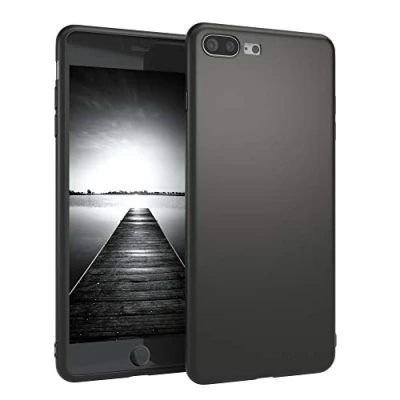 Abbildung von EAZY CASE Handyhülle Silikon mit Kameraschutz kompatibel iPhone 7 Plus / 8 in Schwarz Matt, Ultra dünn, Slimcover, Silikonhülle, Hülle, Softcase, Backcover