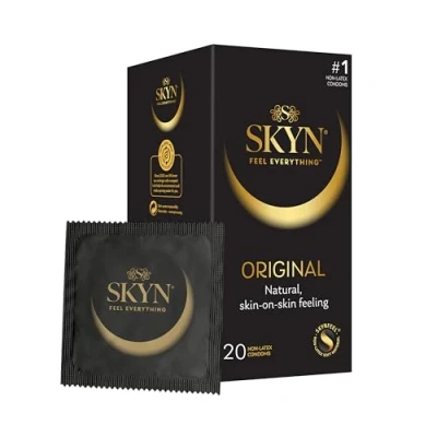 Abbildung von SKYN Original Kondome 20 Stück SKYNFEEL Latexfreie für Männer, Normale Größe, Stark und Dünn, Glatte Gerade Form, Geschmiert, 53 mm Breit