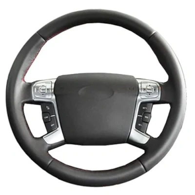 Abbildung von Auto Lenkradbezug DIY Angepasst Lenkrad Abdeckung Für Ford Mondeo Mk4 2007 2012 S Max 2008 Leder lenkung Wrap(Color:Rot)