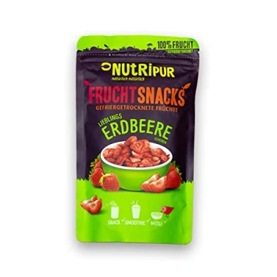 Abbildung von Gefriergetrocknete Früchte: 70g Erdbeeren für Smoothie Bowl, Müsli, Porridge Topping Beeren ohne Zucker Zusatz gefriergetrocknet Obst von NutriPur