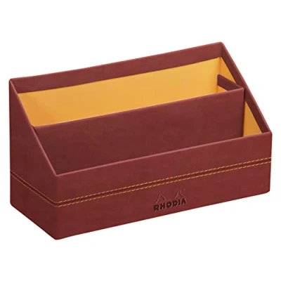 Abbildung von Rhodia 194604C Briefablage 25x10x14cm, aus Kunstleder, elegant und praktisch, 1 Stück, Nacarat Rot